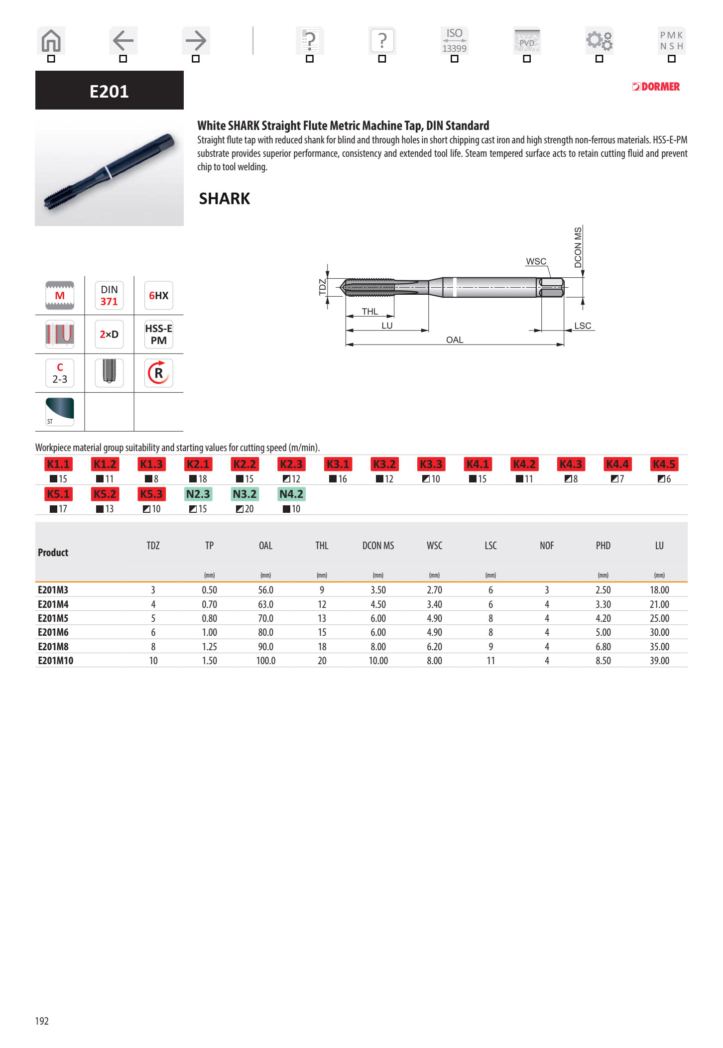 Taro Lưỡi Thẳng Dormer Pramet E201 White Shark Hiệu Suất Cao  1