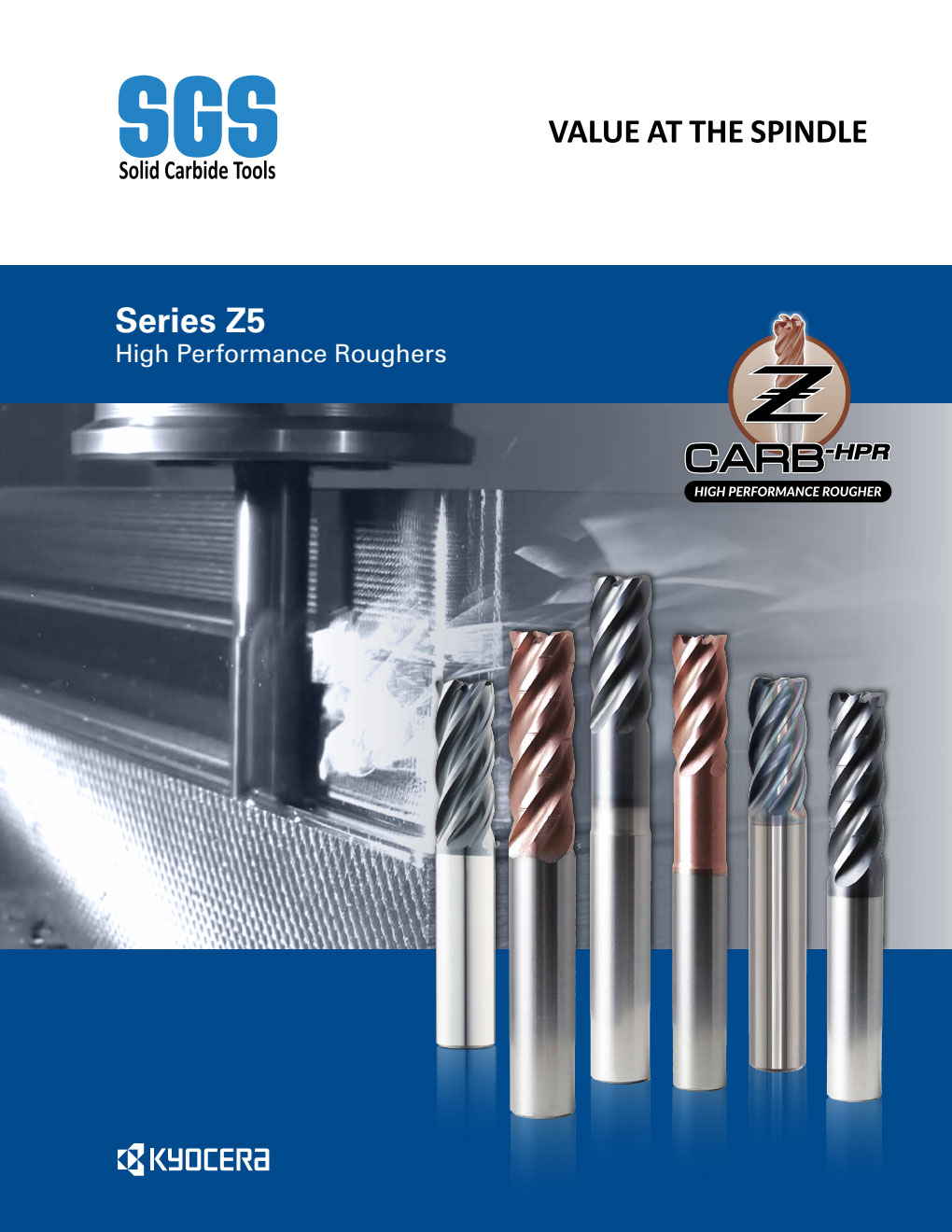 Dao Phay Ngón 5F High Performance Kyocera SGS Z-Carb HPR Chuyên Phá Thô 1