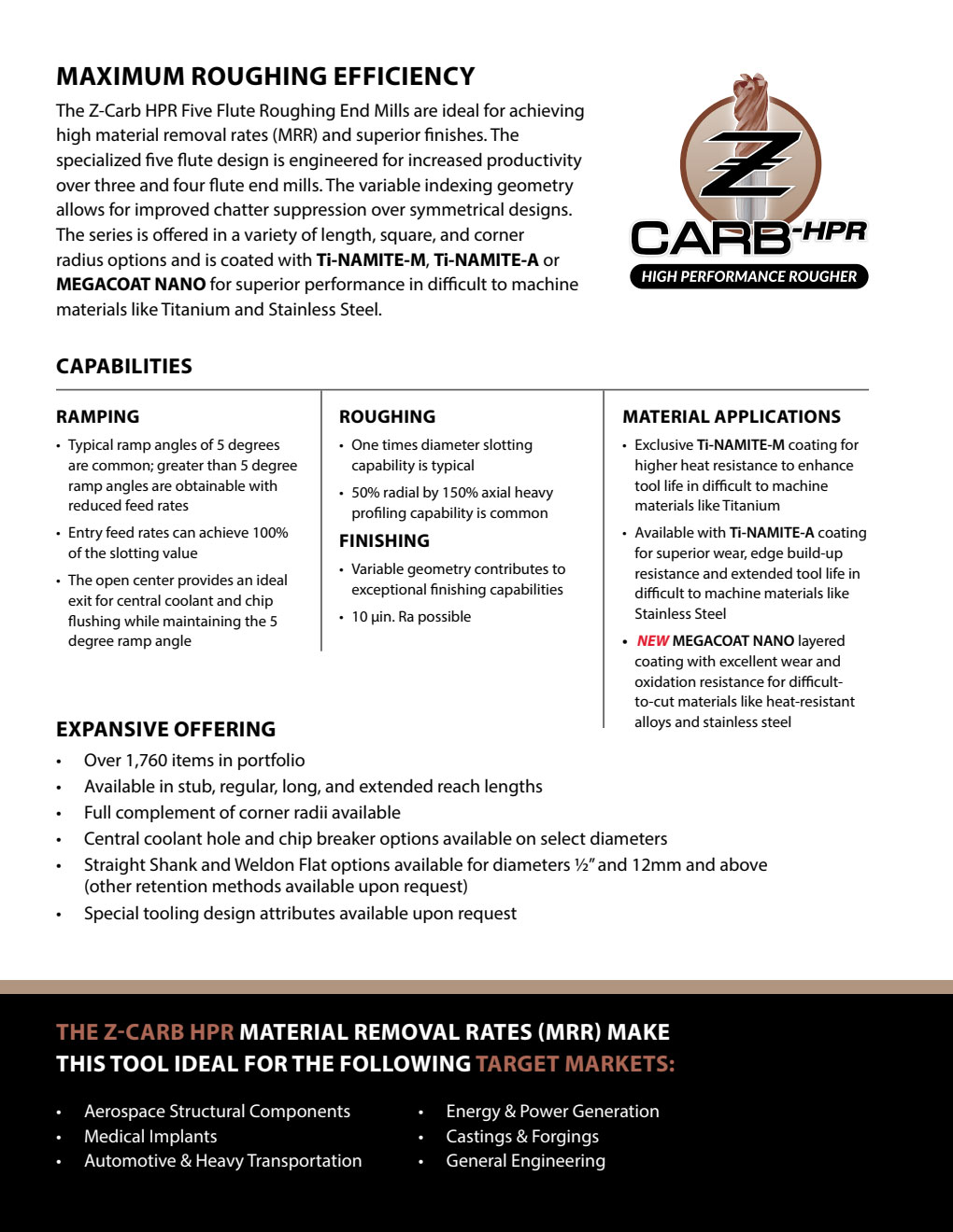 Dao Phay Ngón 5F High Performance Kyocera SGS Z-Carb HPR Chuyên Phá Thô 2