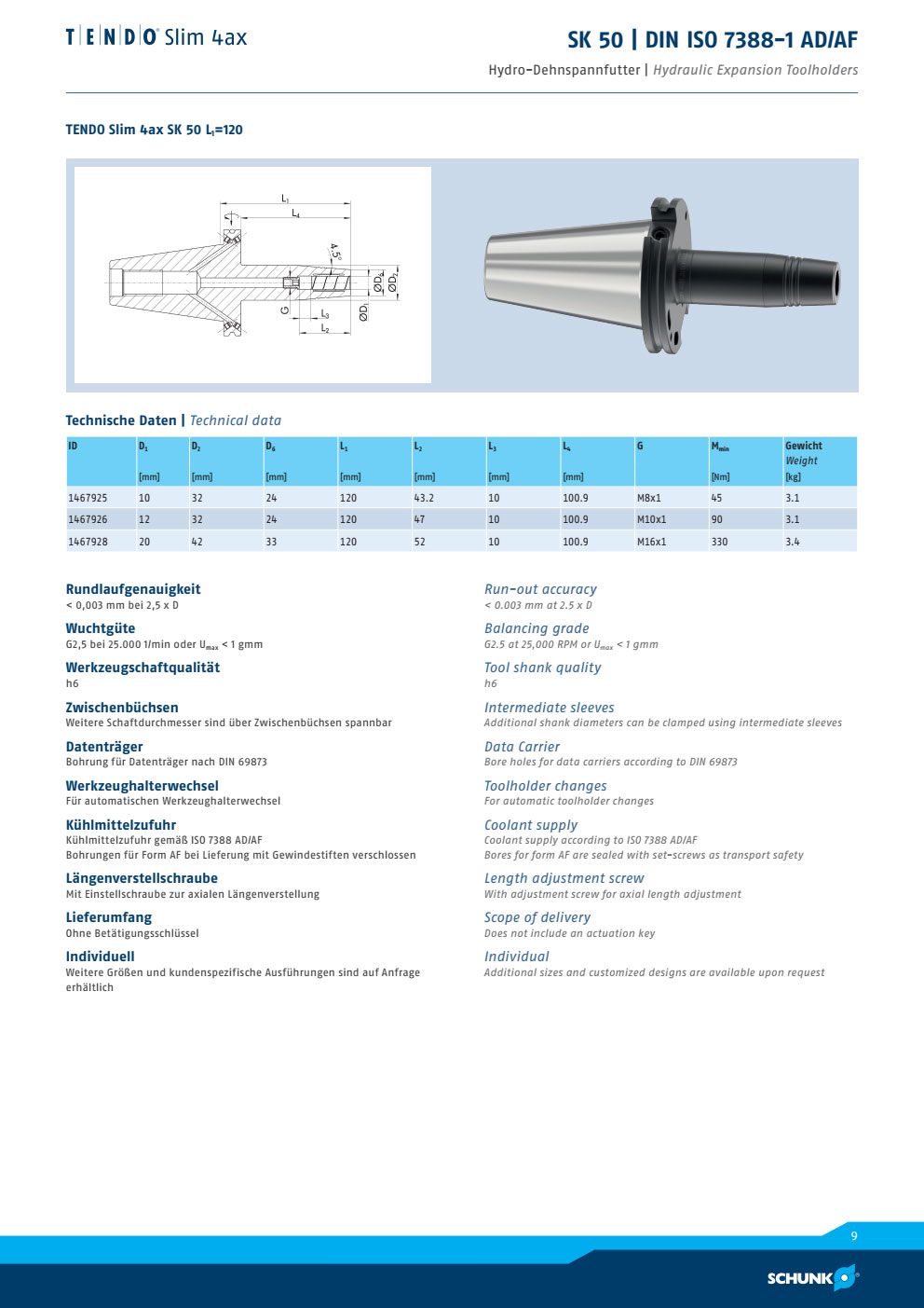 Đầu Kẹp Thủy Lực Schunk TENDO Slim 4ax SK50 L120 1