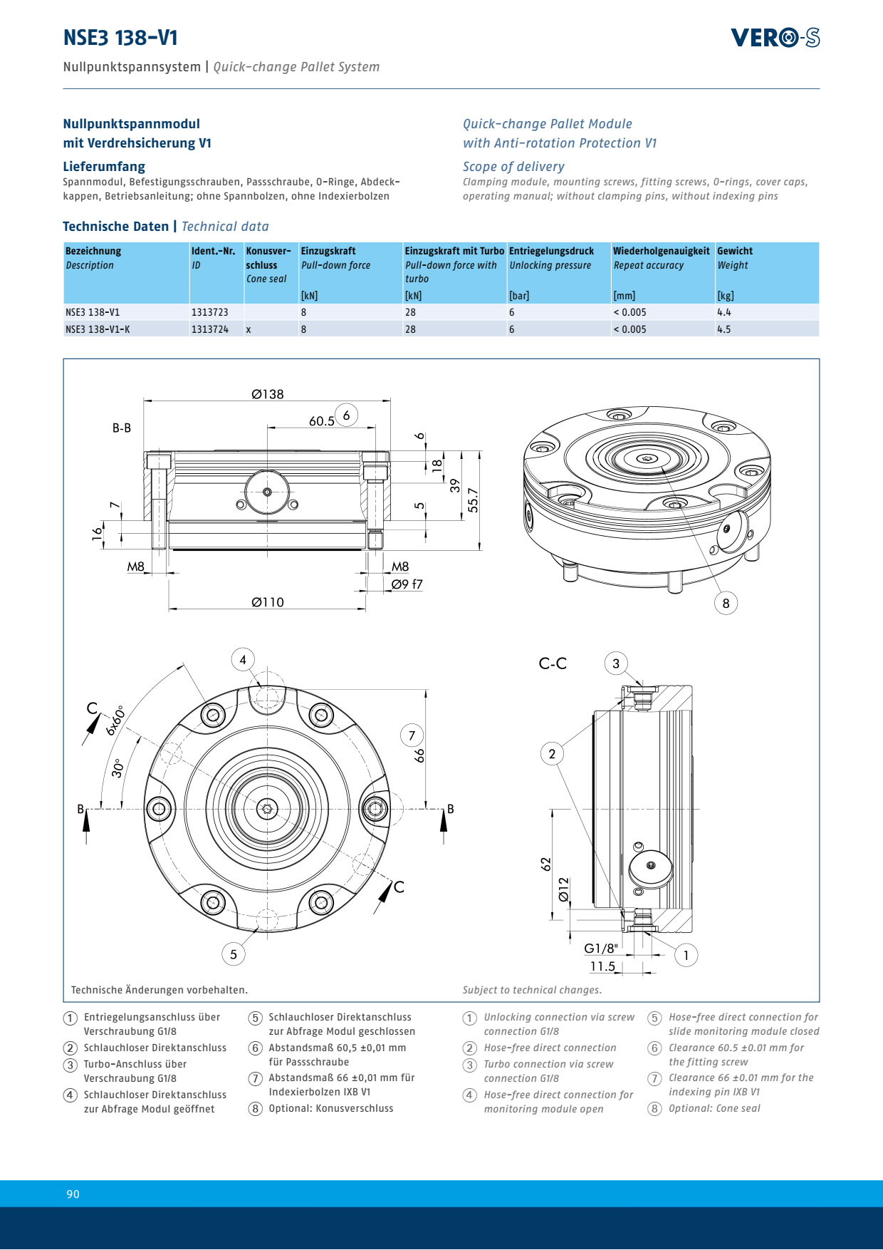 SCHUNK NSE3 138-V1 | Module Kẹp Thay Pallet Nhanh VERO-S 1