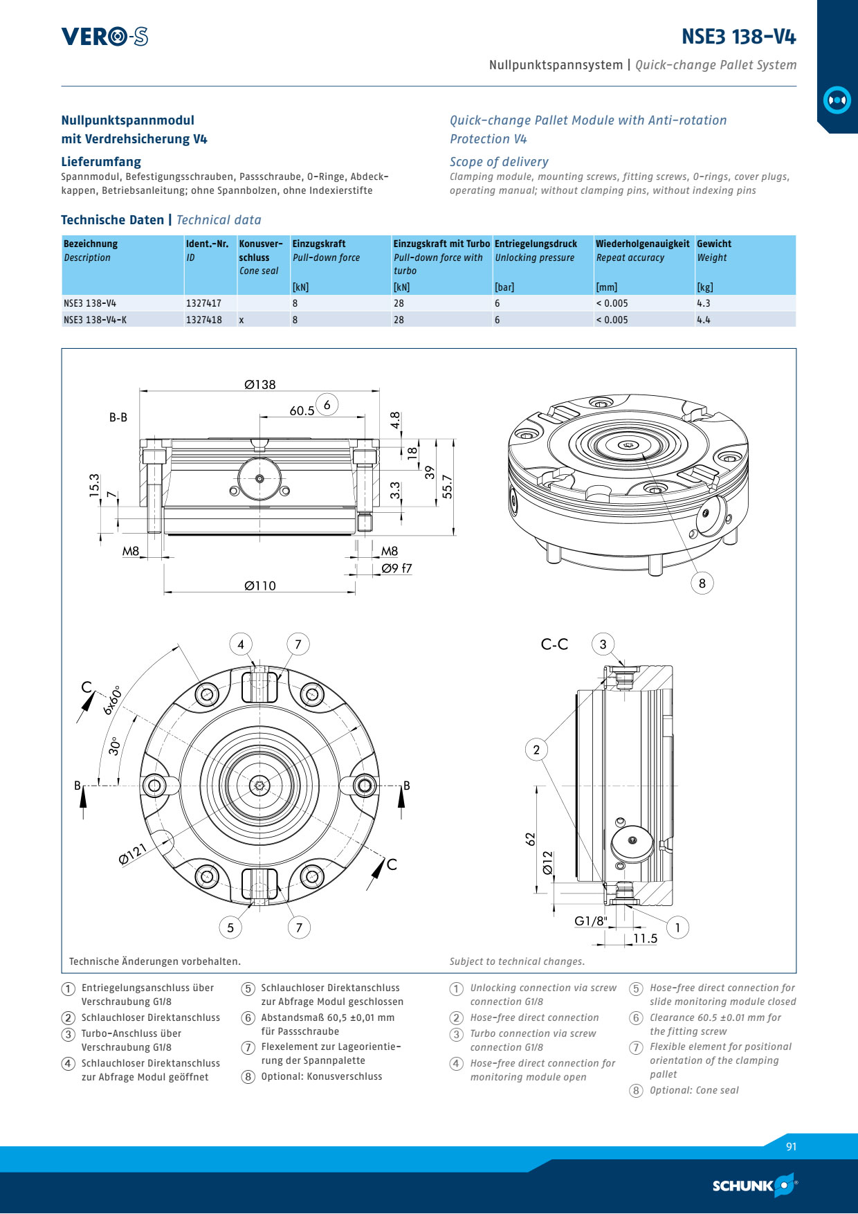 SCHUNK NSE3 138-V4 | Module Kẹp Thay Pallet Nhanh VERO-S 2